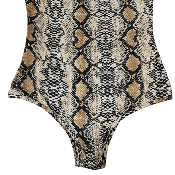 I.AM.GIA Kenzie Snakeskin Bodysuit Long Sleeve Mock Neck Size Small - Picture 5 of 14